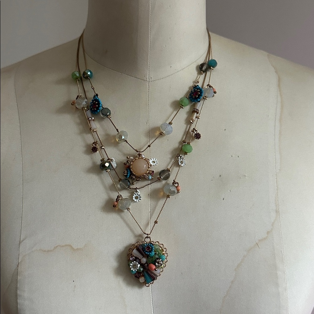 Betsey Johnson Multicolor Beaded Gold-Tone Layered Necklace. New without tags - Picture 11 of 12